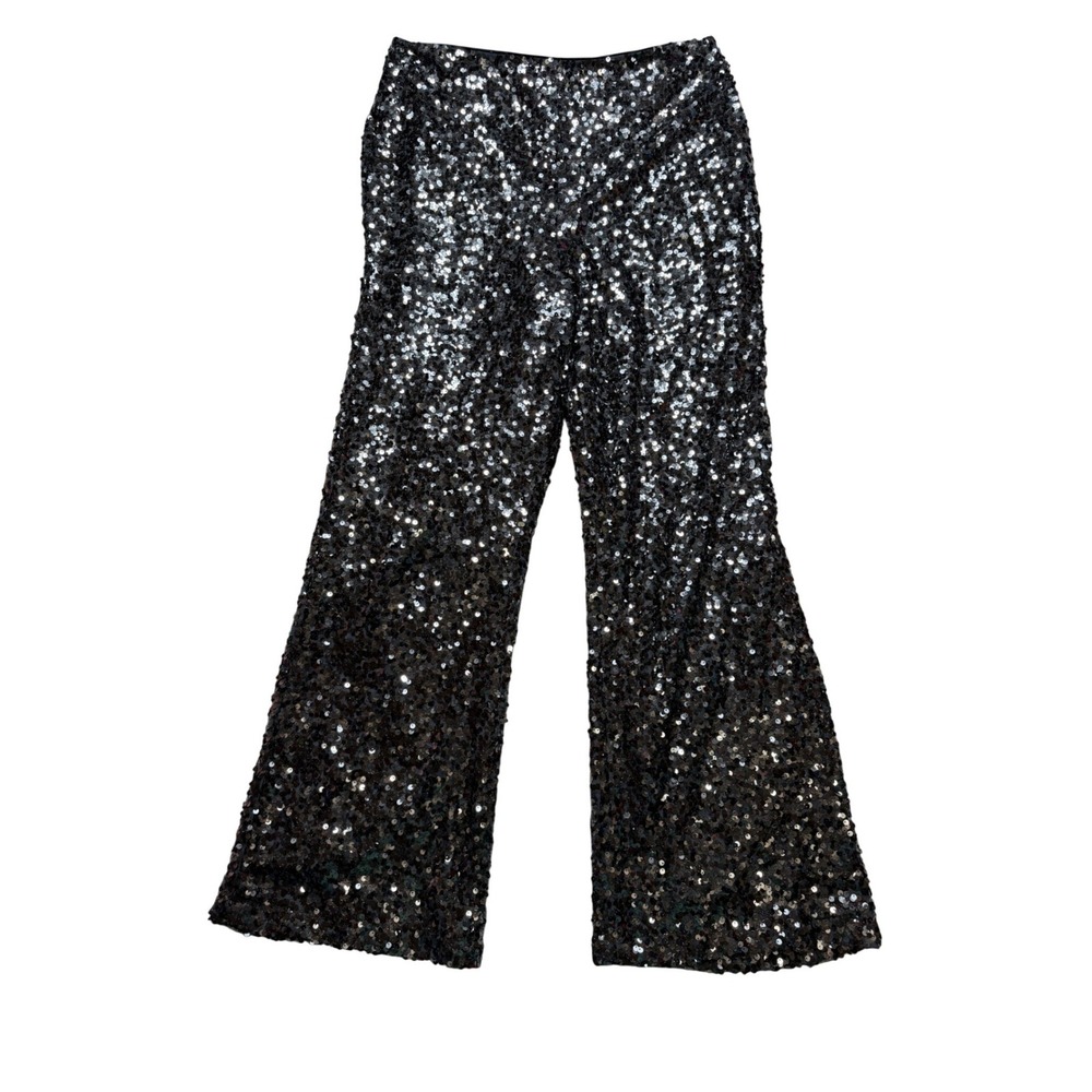 SACHIN & BABI Gray Sequin Wide Leg Black Gunmetal Women's Size 10 Metallic Party